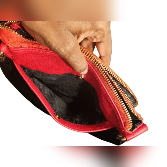 Steve Madden Messenger Bag In Red & Black with Gold Accents - Picture 7 of 13